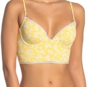 INTIMATELY | FREE PEOPLE LuLu Longline Yellow White Daisies Bralette Cami Size S